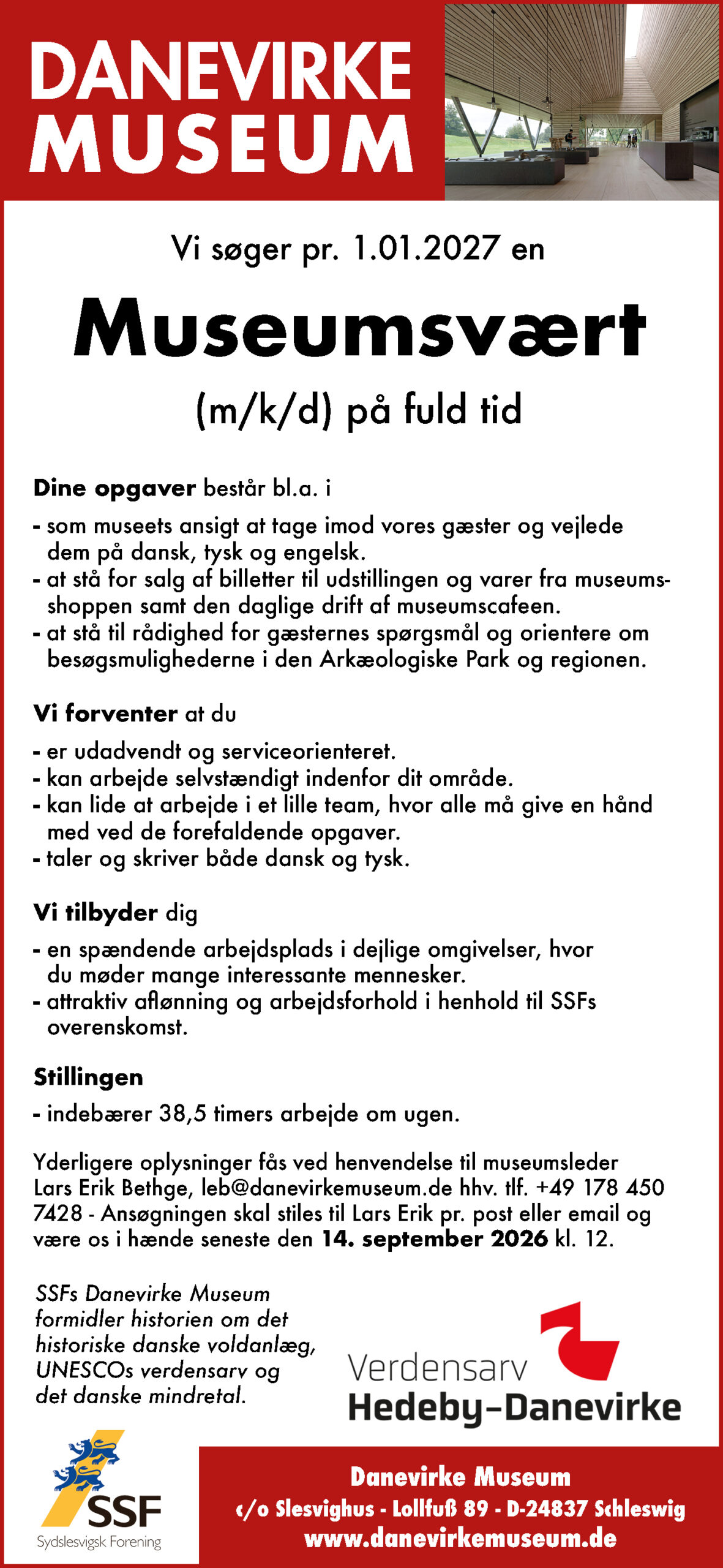 stillingsopslag museumsvært 08-2026